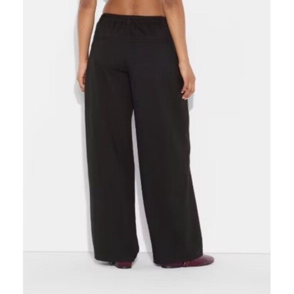 Wild Fable Women’s Black Mid Rise Waist Tie Slouchy Wide Leg Trousers Size S - Picture 3 of 8